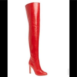 Over The Knee Red Leather Boots 39